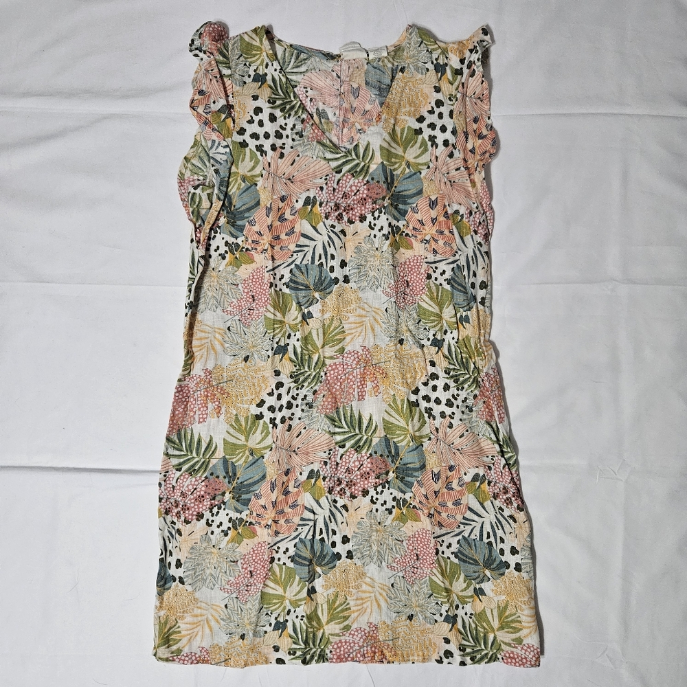 C And C California Womens S Linen Dress Tropical Botanical Leopard Cheetah Print